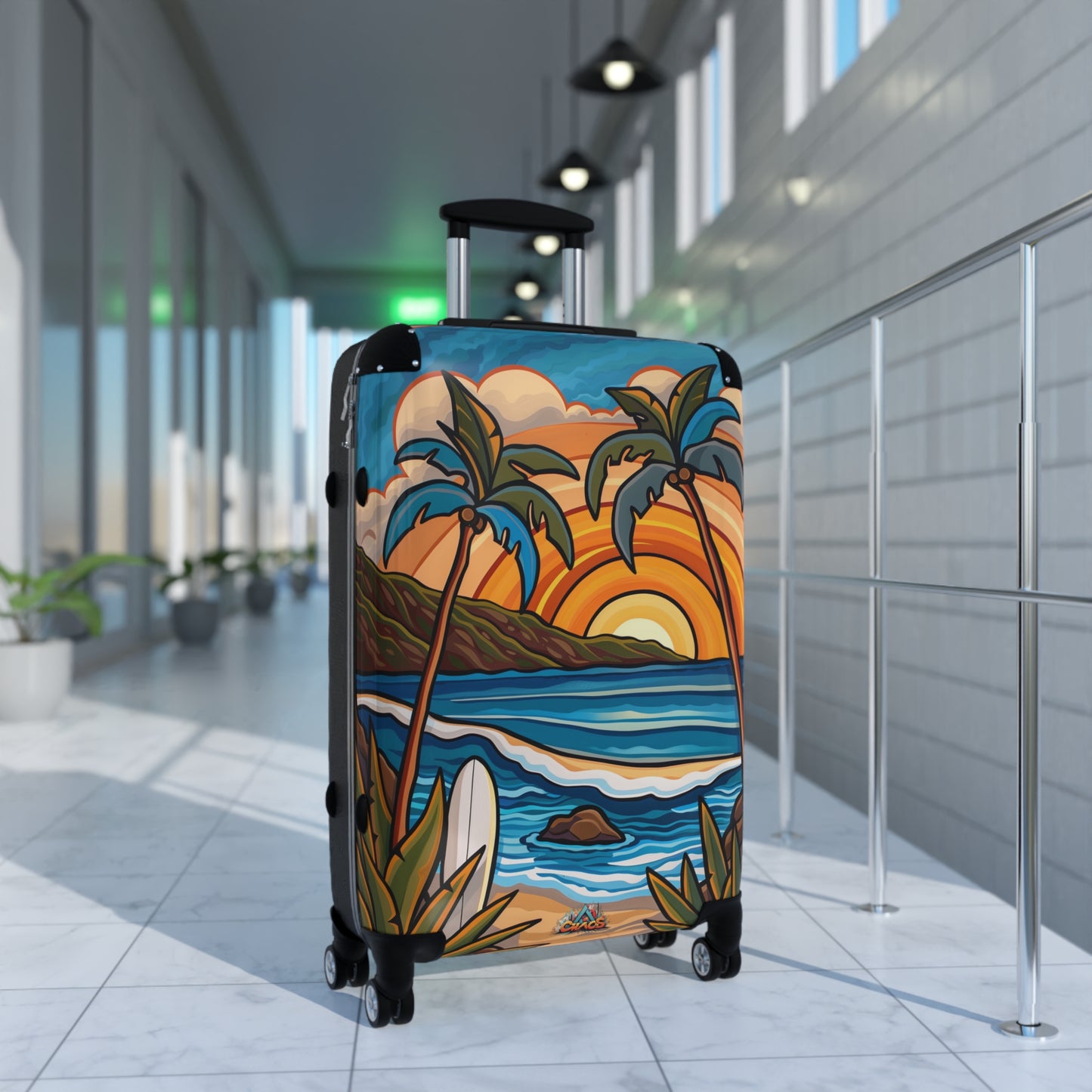 Luggage -Tropical Beach Sunset Graphic Design