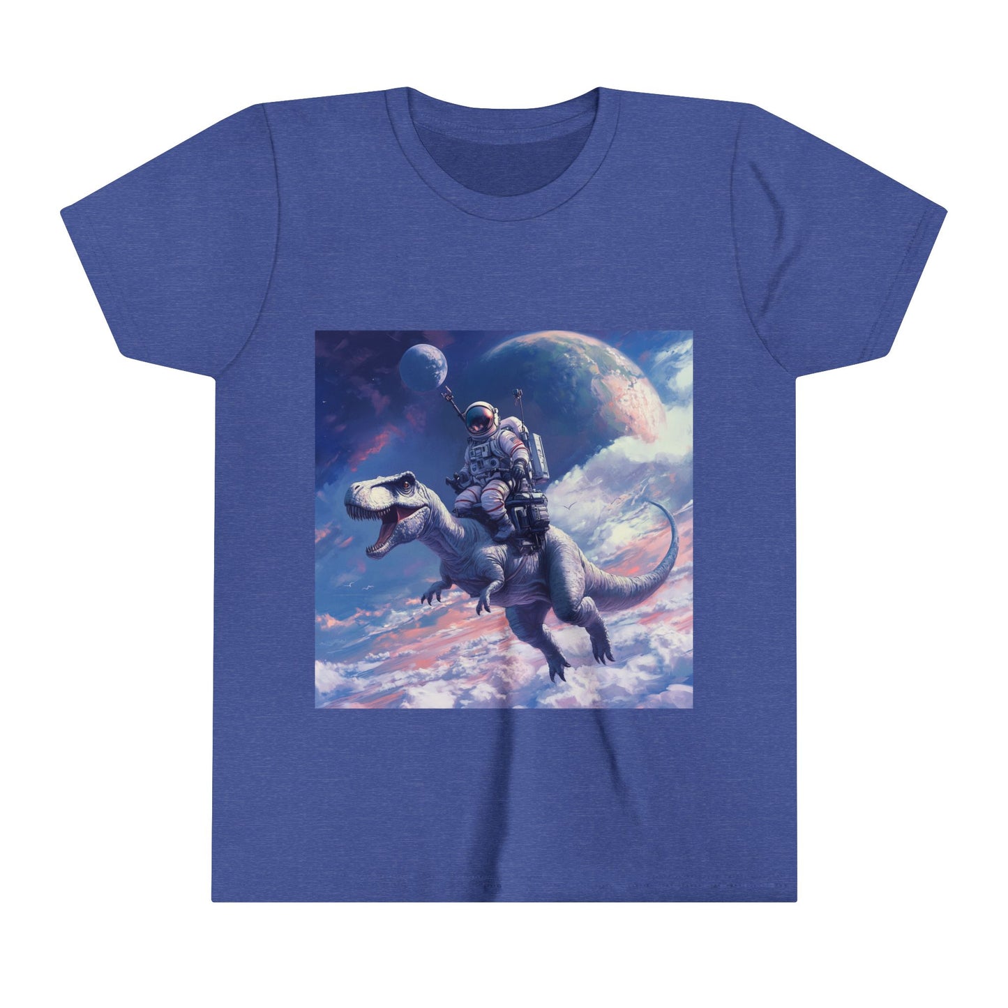 Astronaut Riding T-Rex Youth Short Sleeve Tee - Fun Space Adventure