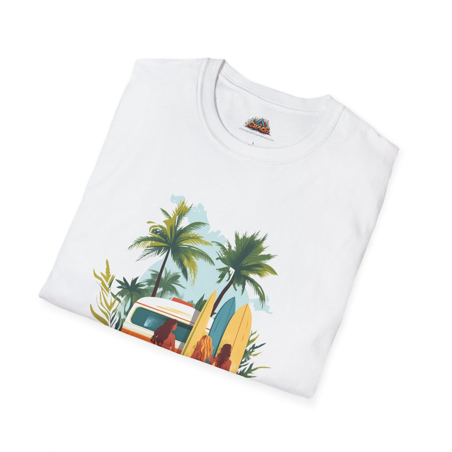 Soft 100% Ring-Spun Cotton - Tropical T-Shirt Collection - Artsy Designs Beach Babes Campervan V1