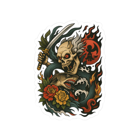 Shark Skull Kiss-Cut Stickers | Summer Vibe, Laptop Decor, USA Pride