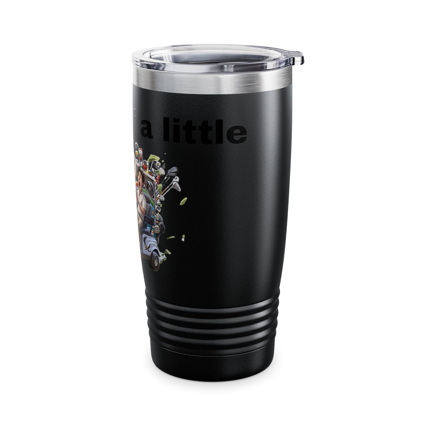 Funny Golf Tumbler - 20oz Ringneck Cup with 'Ya, I golf a little' Design