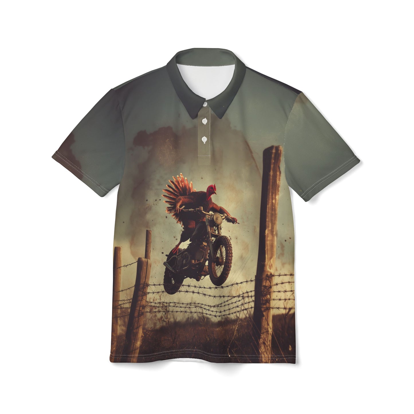 Thanksgiving Turkey Motorcycle Unisex Polo Shirt