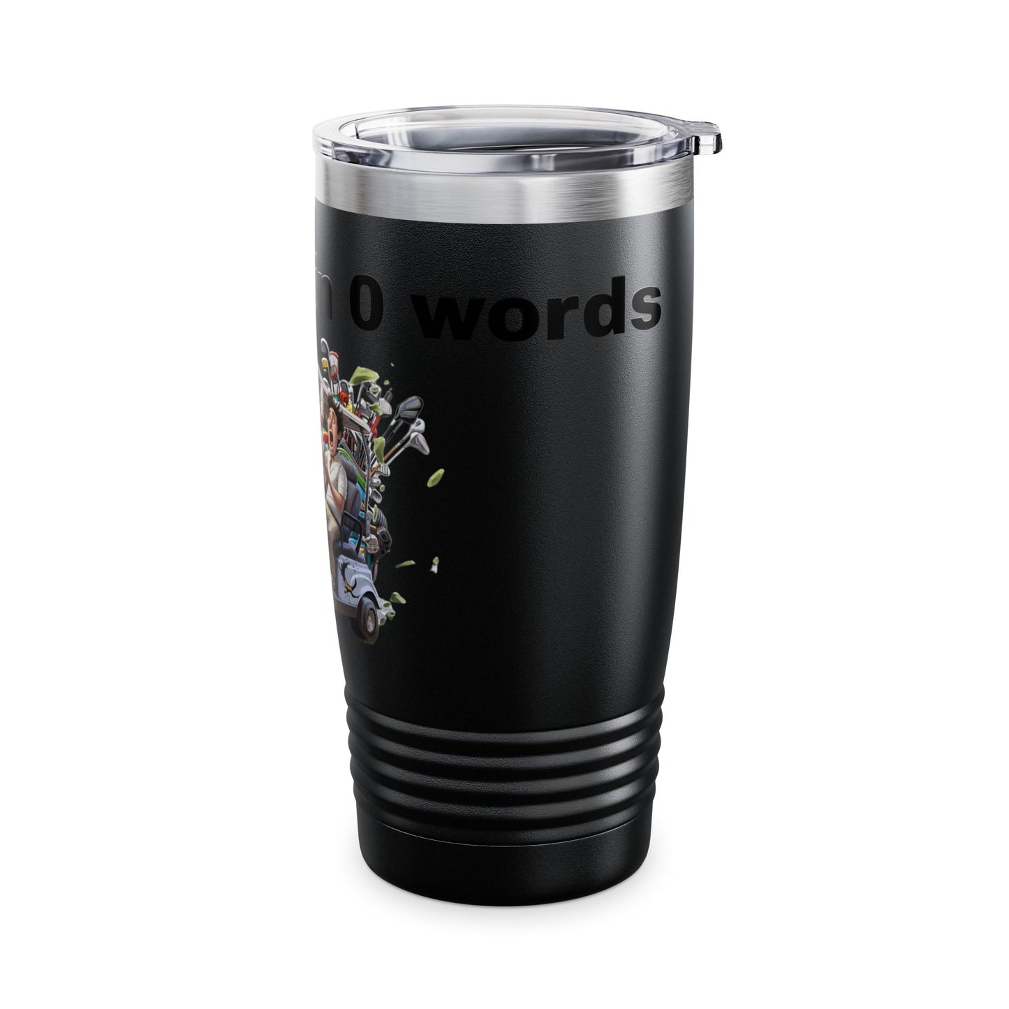 Funny Golf Tumbler - 20oz Ringneck Cup with 'My Score in 0 Words' Design