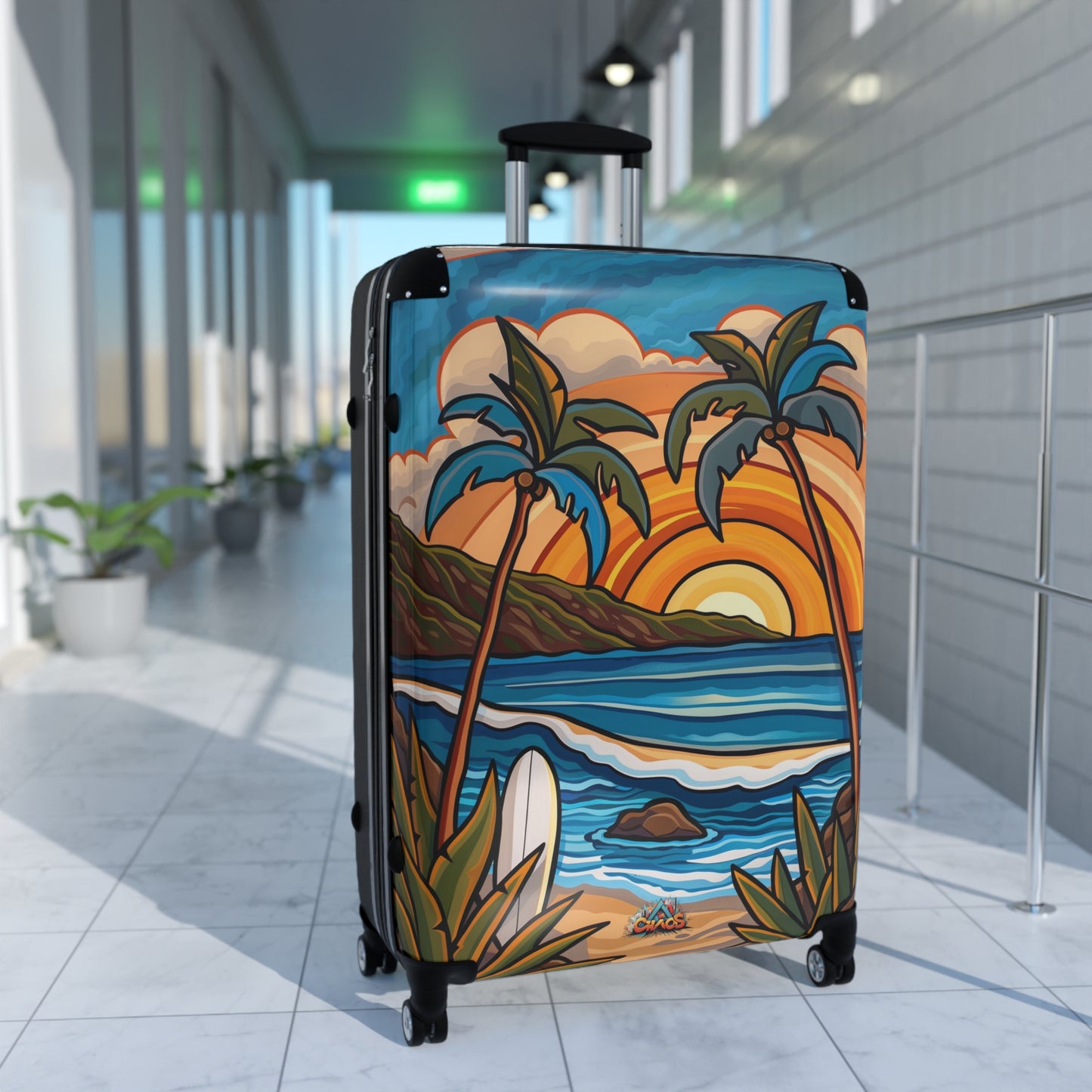 Luggage -Tropical Beach Sunset Graphic Design