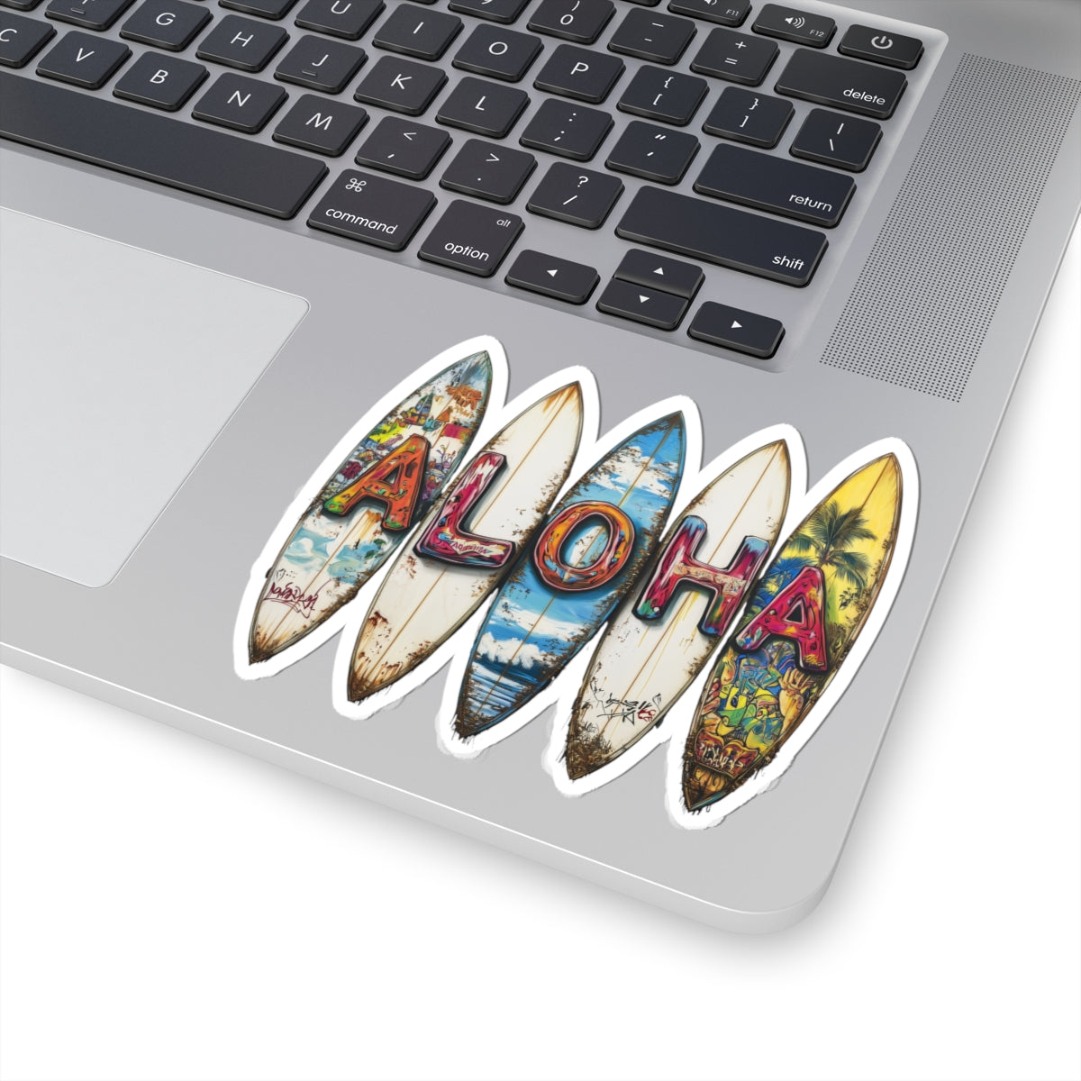 Vibrant Aloha Kiss-Cut Stickers for Laptop, Surf Decor, Beach Lovers, Fun Travel Mementos, Vibrant Gifts