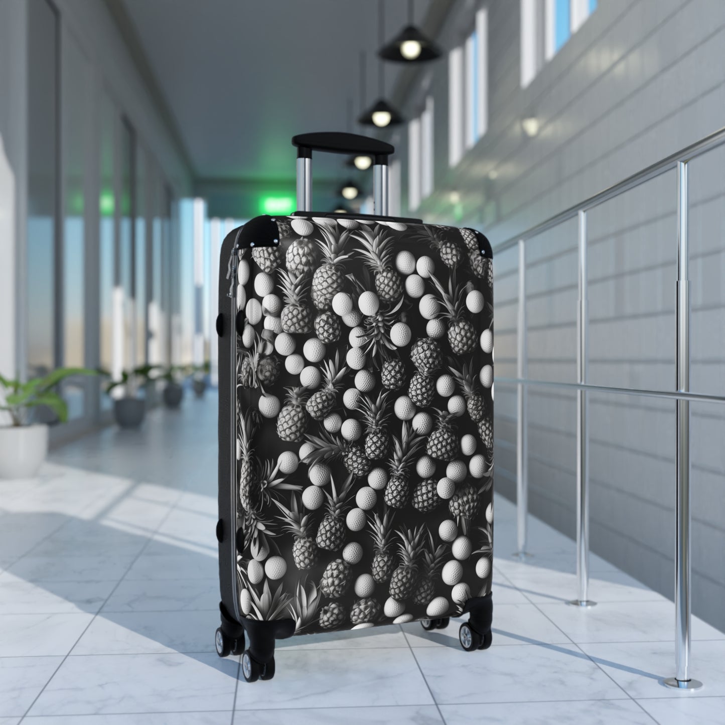 Suitcase Luggage with Golf Ball Pineapple Print