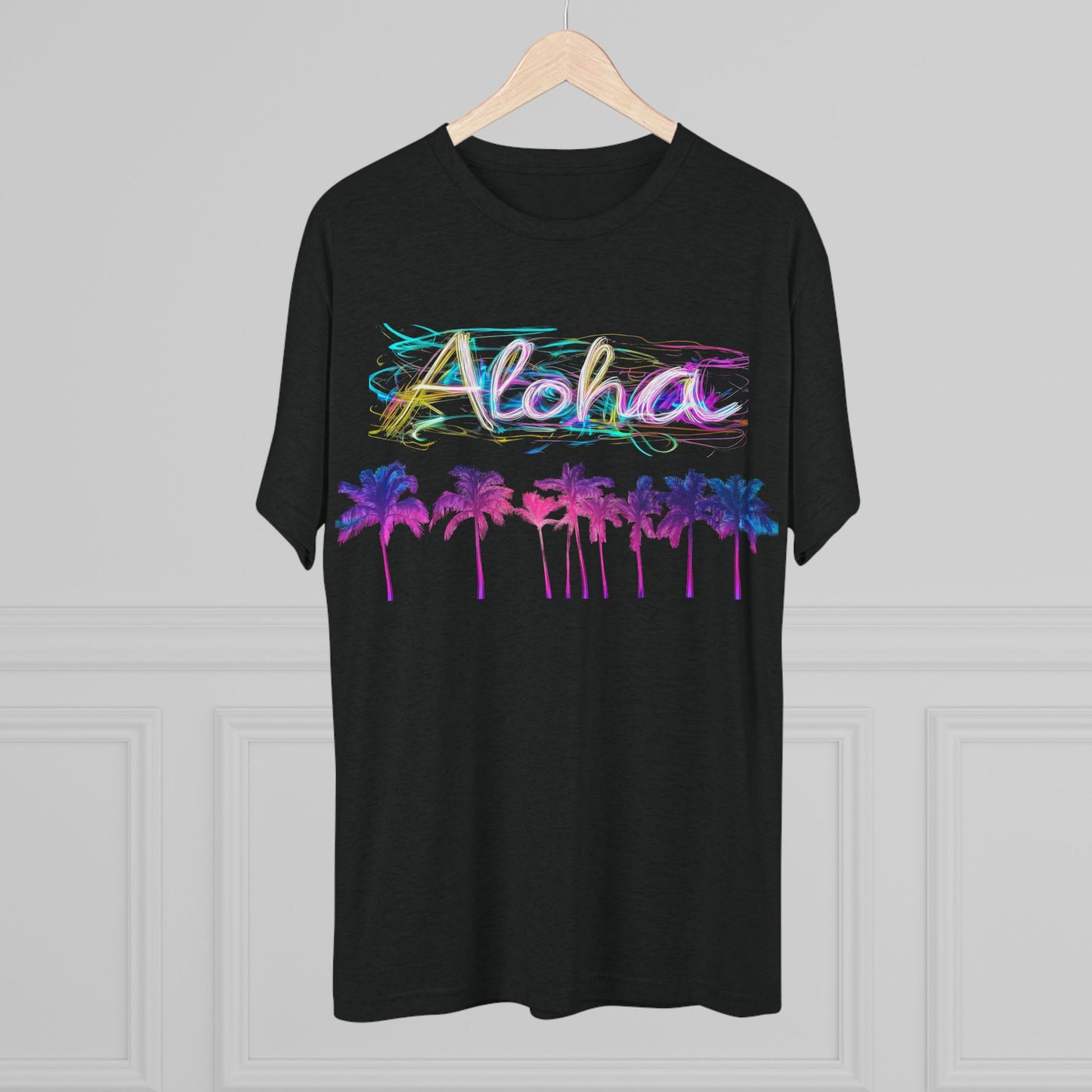 Neon Palm Tree Unisex Tee - 80's Aloha Retro Shirt