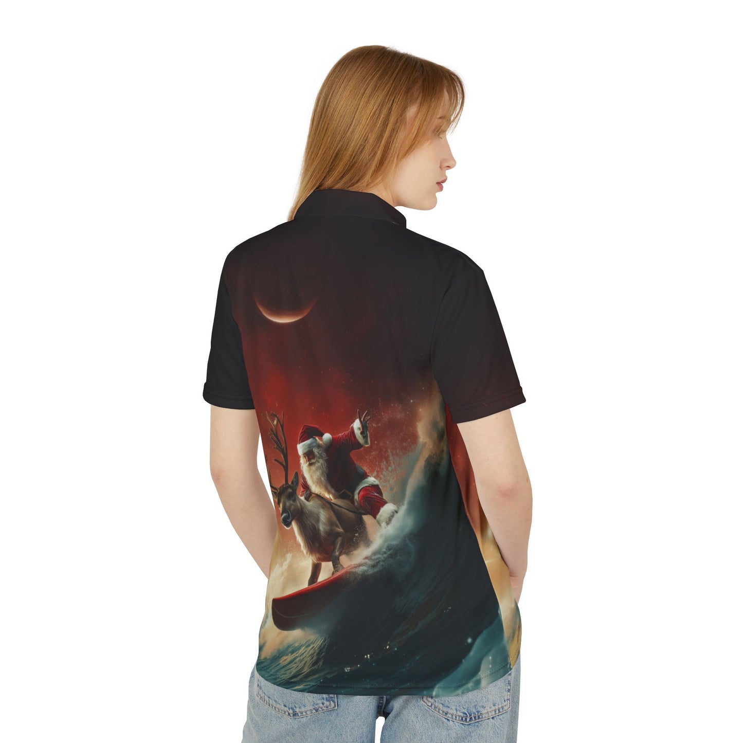 Surfing Santa Polo Shirt - Awesome Holiday Design