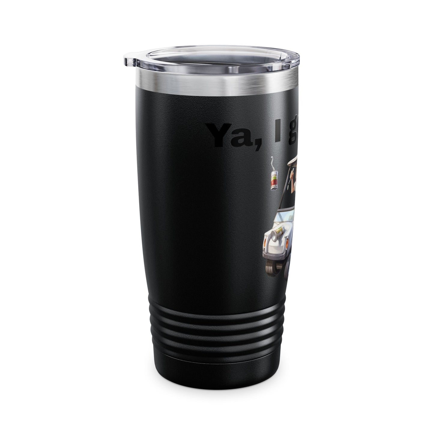 Funny Golf Tumbler - 20oz Ringneck Cup with 'Ya, I golf a little' Design