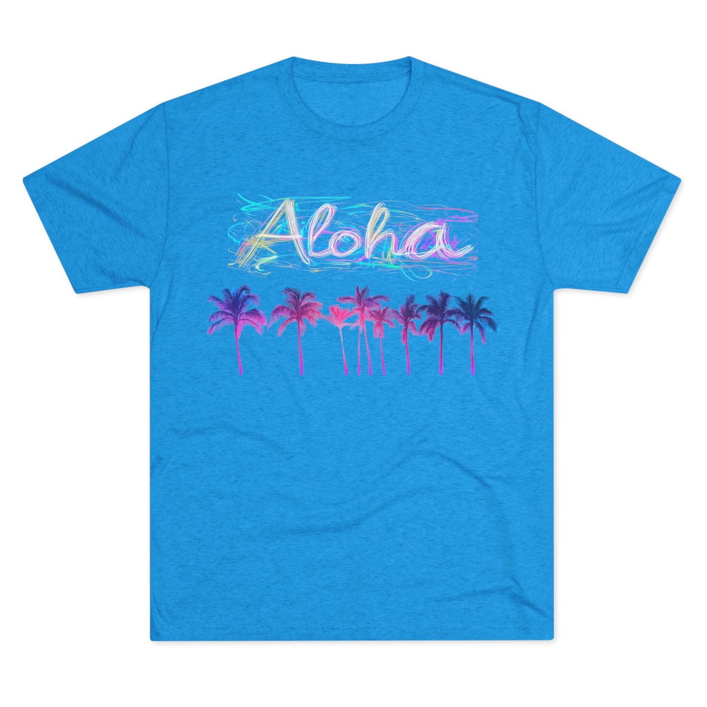 Neon Palm Tree Unisex Tee - 80's Aloha Retro Shirt