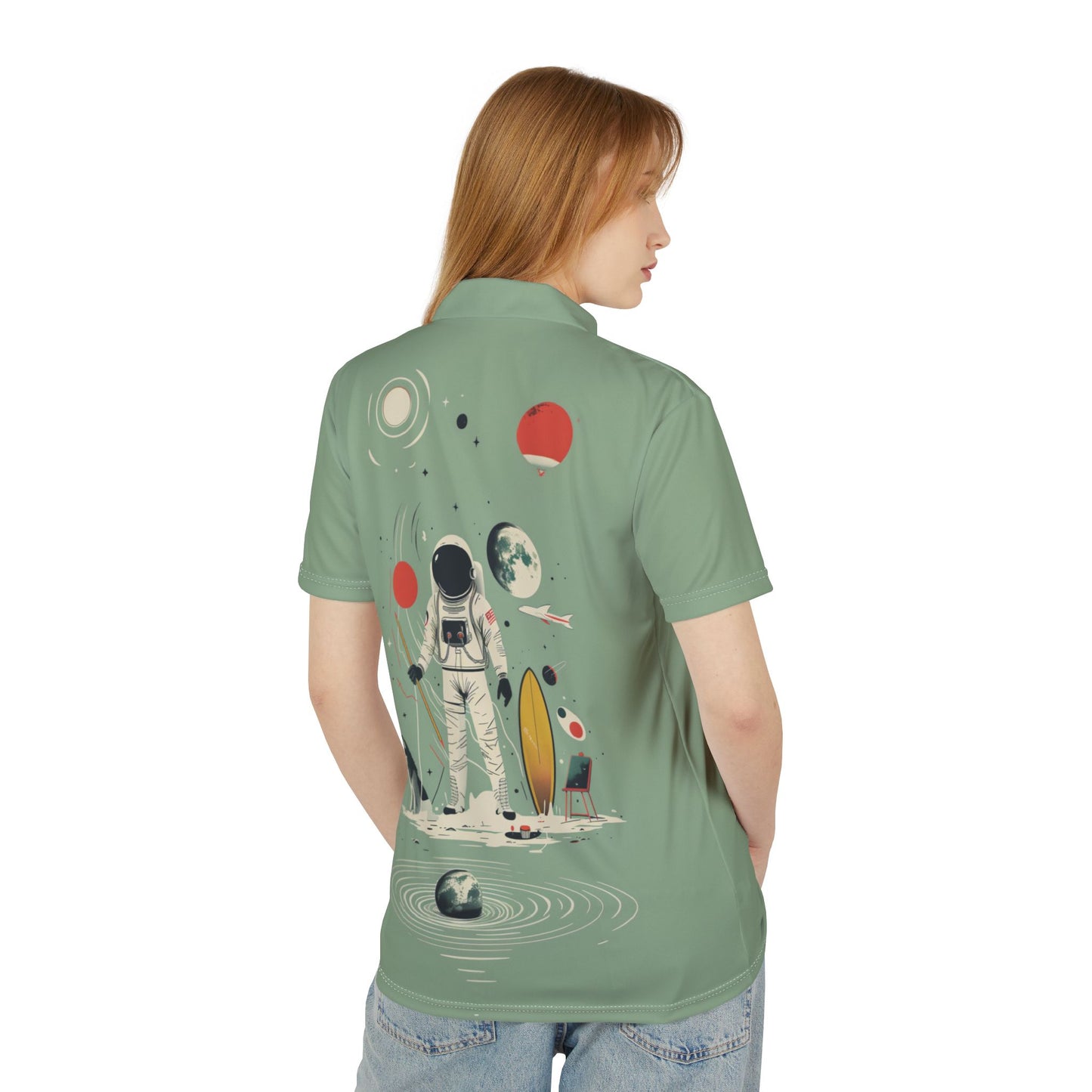 Polo Shirt with Strange Outer Space Scene