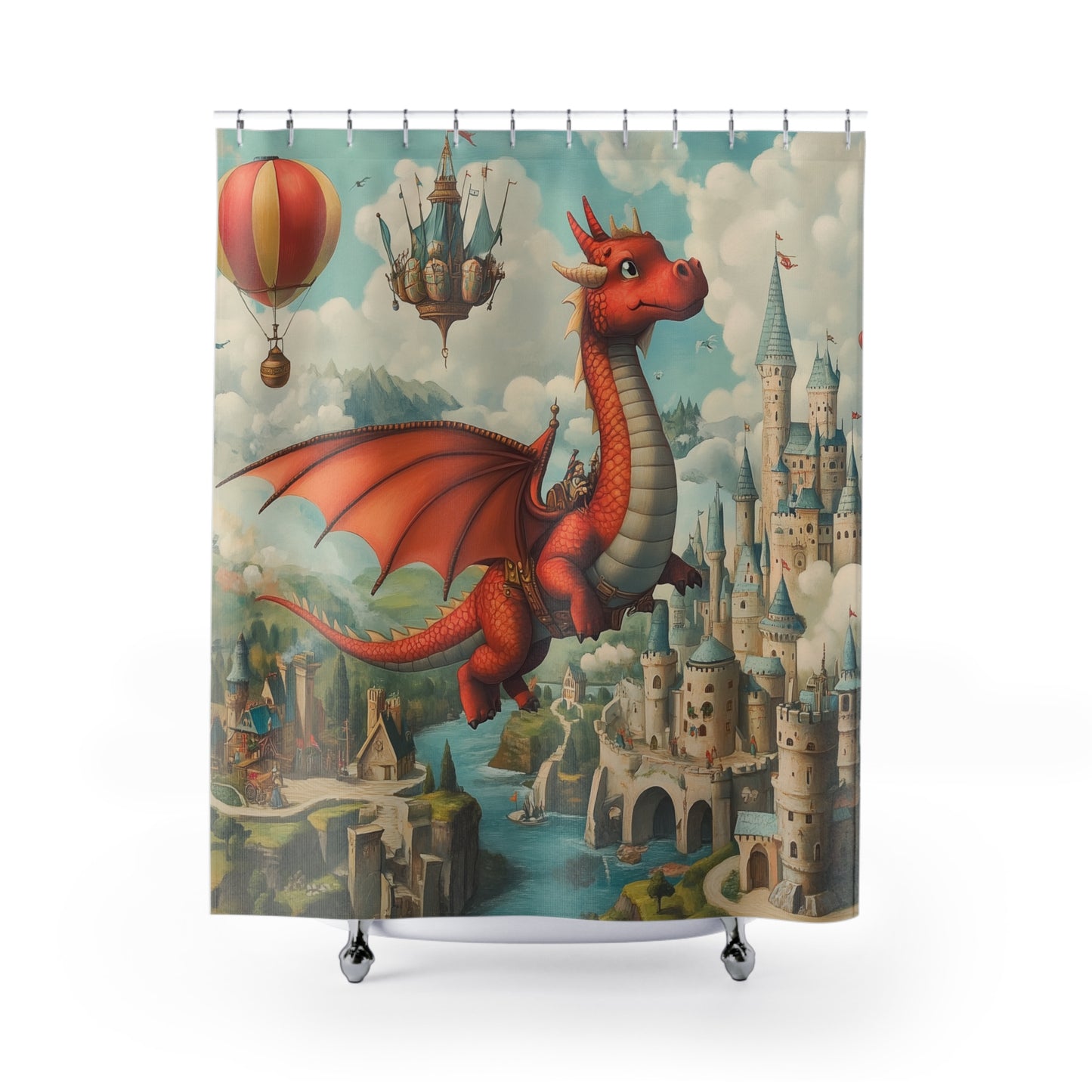 Children's Shower Curtain - Young Prince Magical Kingdom