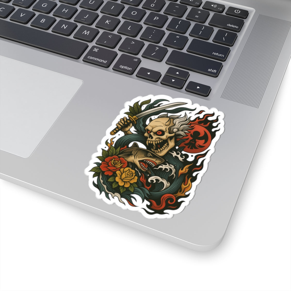 Shark Skull Kiss-Cut Stickers | Summer Vibe, Laptop Decor, USA Pride