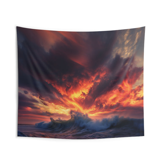 Ocean Sunset Indoor Wall Tapestry - Vibrant Home Decor for Relaxation and Inspiration