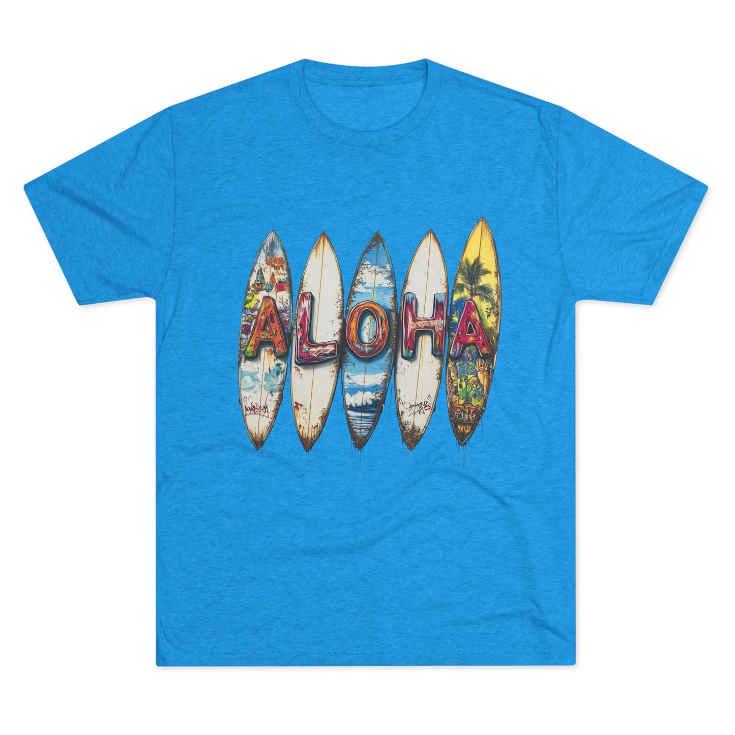 Aloha Surfboard Tee - Unisex Tri-Blend Crew