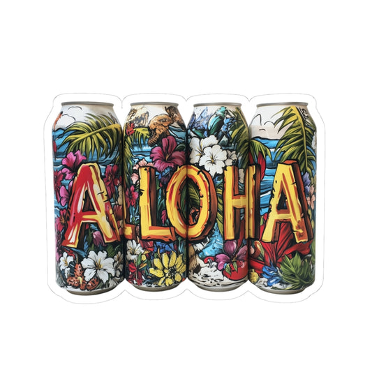 Aloha Cans Kiss-Cut Stickers | Summer Vibe, Laptop Decor, USA Pride, Tropical Vibes