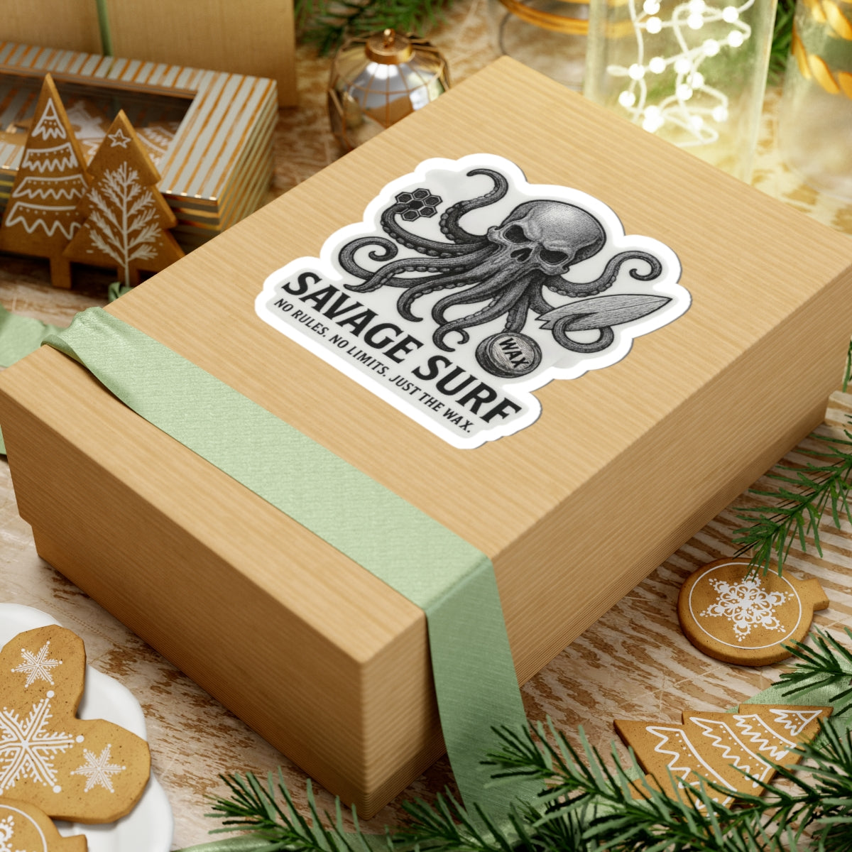 Surf Octopus Kiss-Cut Stickers | Summer Vibe, Laptop Decor, USA Pride