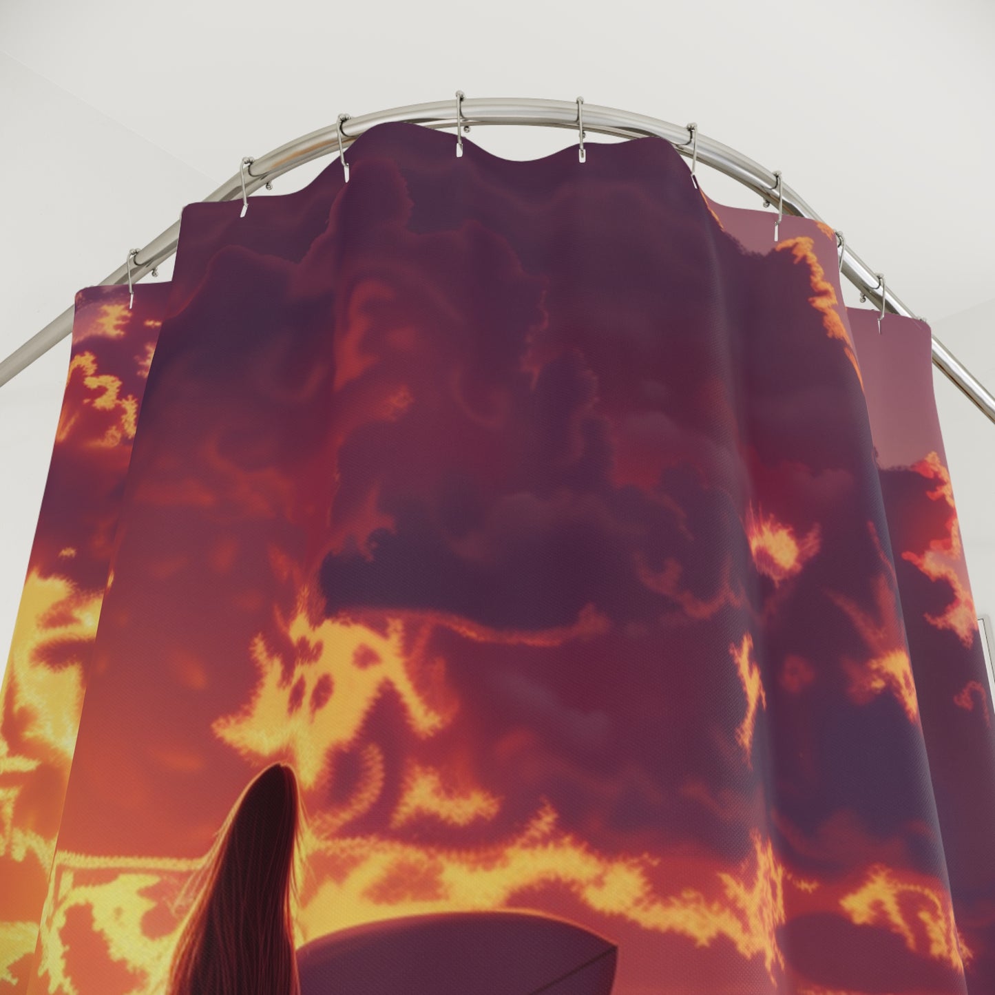 Surfer Girl Sunset Shower Curtain