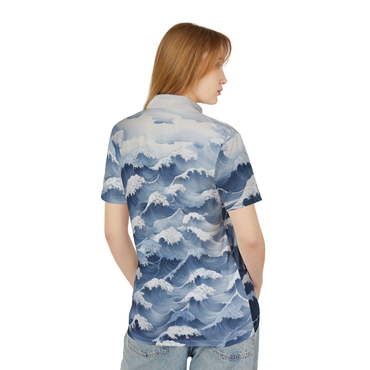 Wave Print Polo Shirt