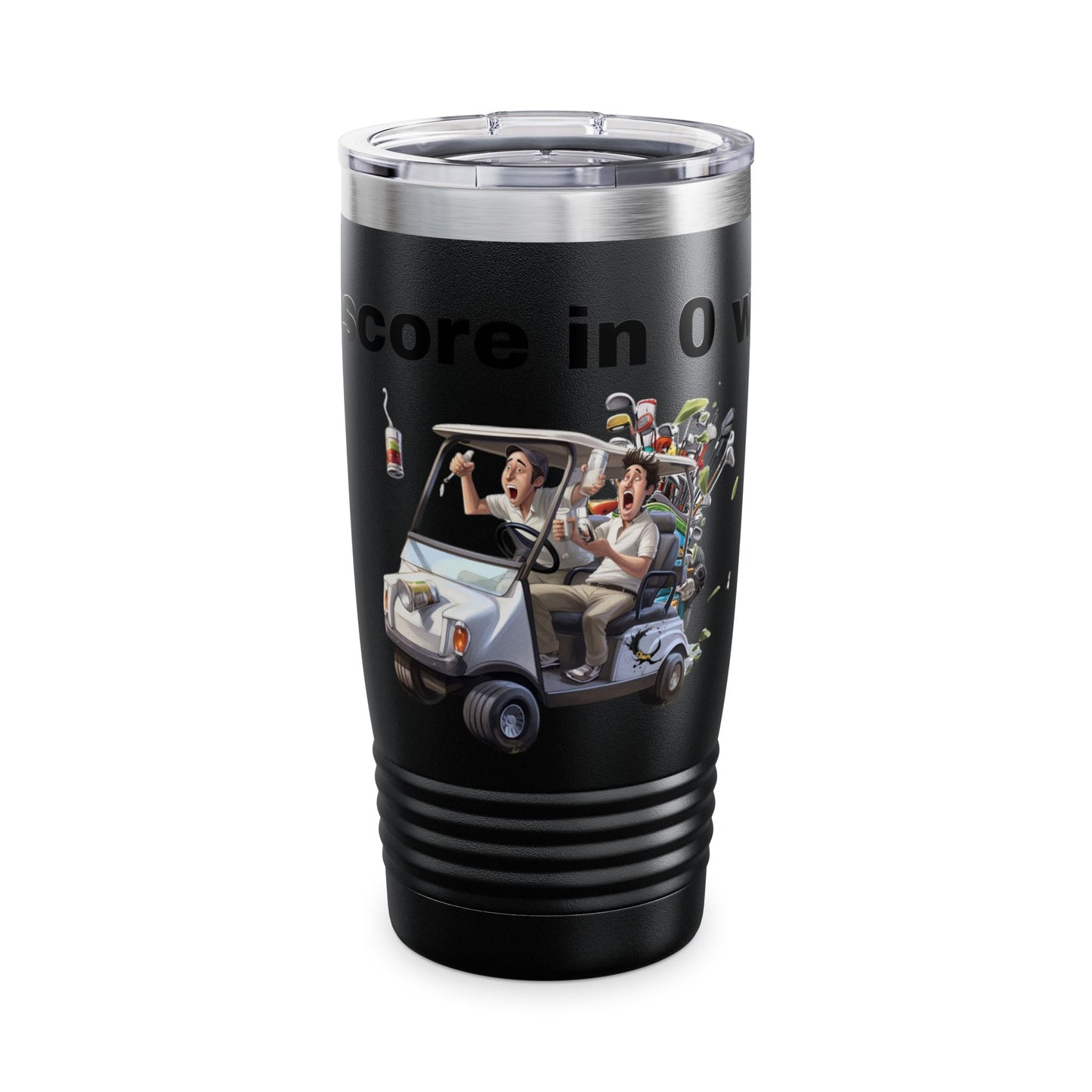 Funny Golf Tumbler - 20oz Ringneck Cup with 'My Score in 0 Words' Design