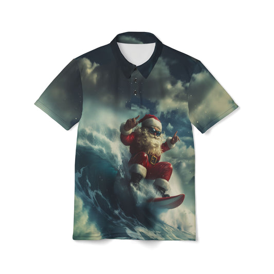 Santa Surfing Unisex Polo Shirt - Like a Boss Holiday Design