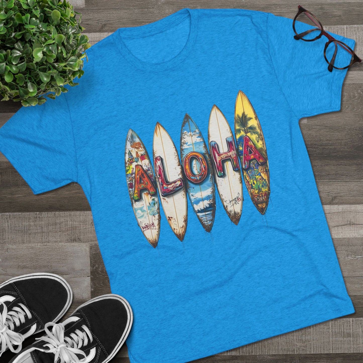 Aloha Surfboard Tee - Unisex Tri-Blend Crew