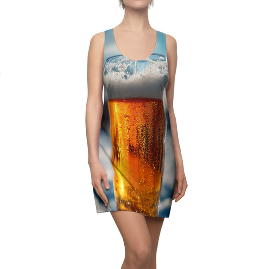 Beer Lover's Racerback Dress v2, Casual Summer Dress, Beer Theme AOP Dress, Eco-Friendly Dress, Outdoor Party Outfit