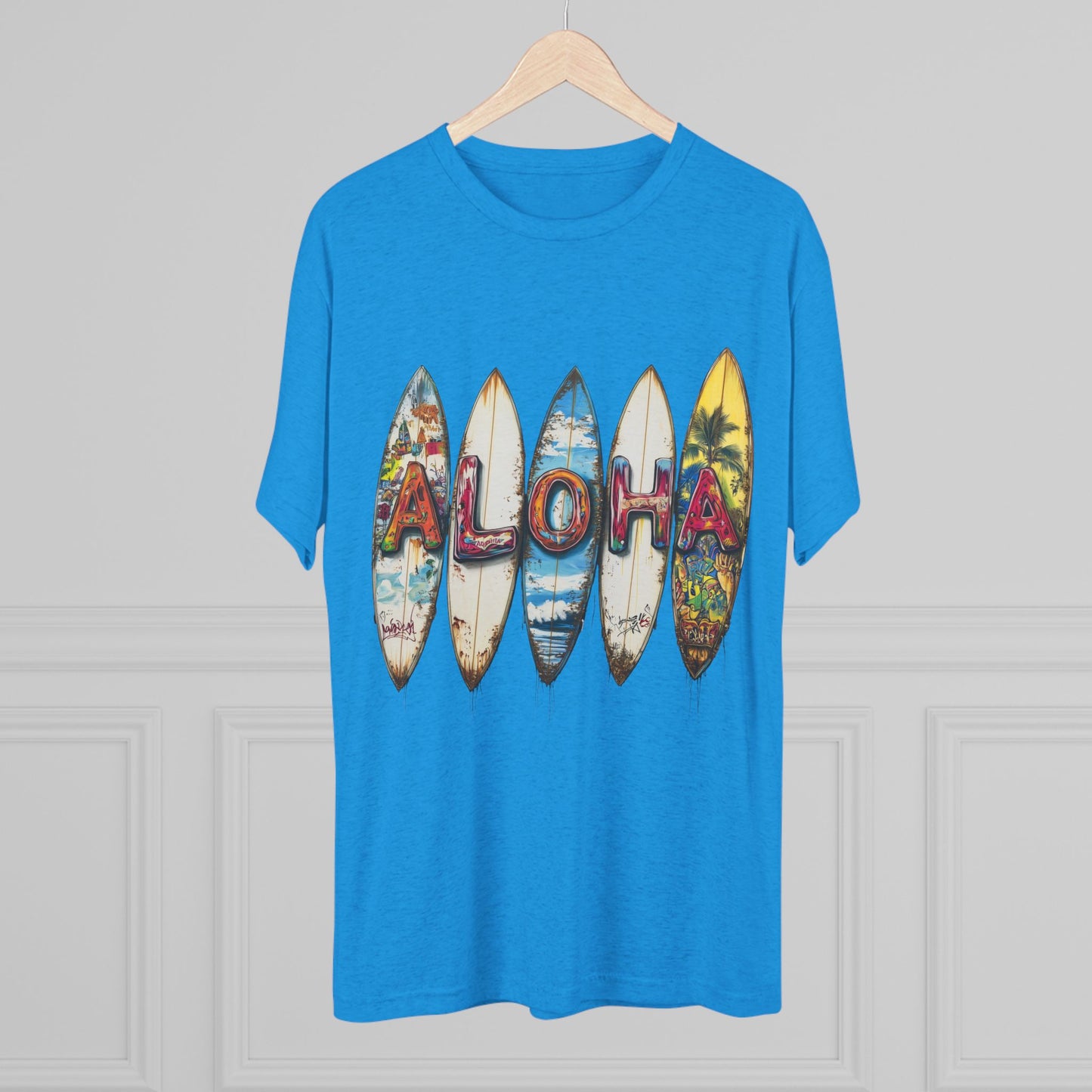 Aloha Surfboard Tee - Unisex Tri-Blend Crew