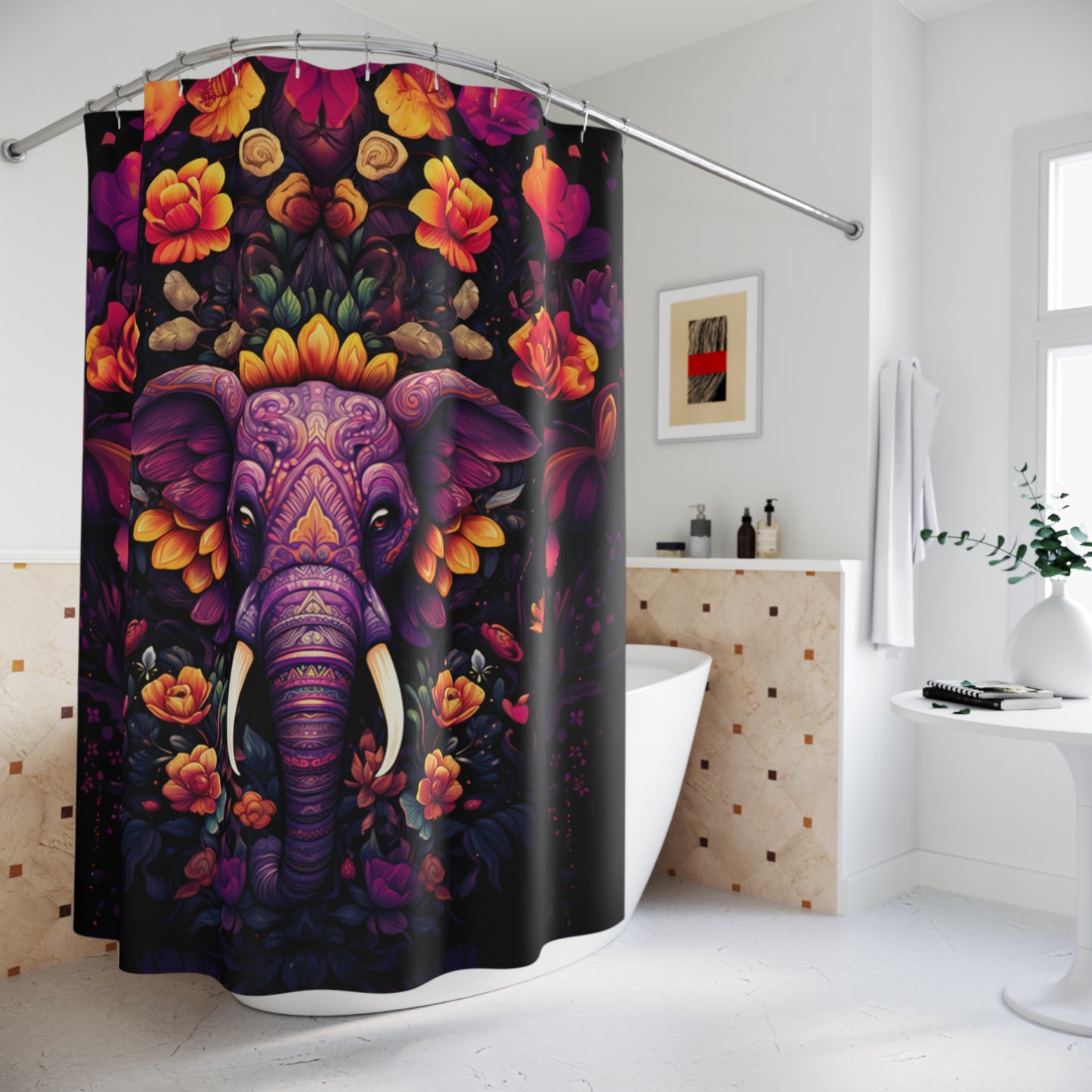 Elephant Flower Shower Curtain