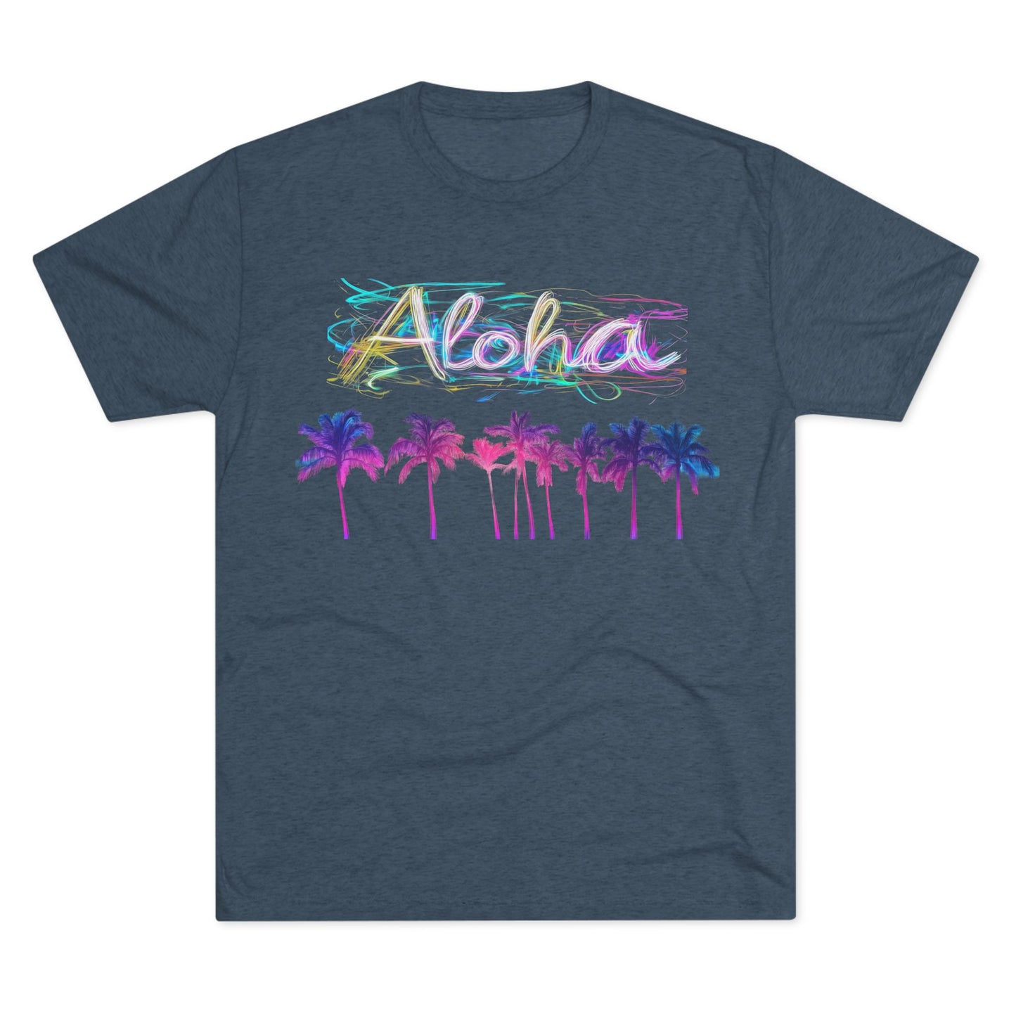 Neon Palm Tree Unisex Tee - 80's Aloha Retro Shirt
