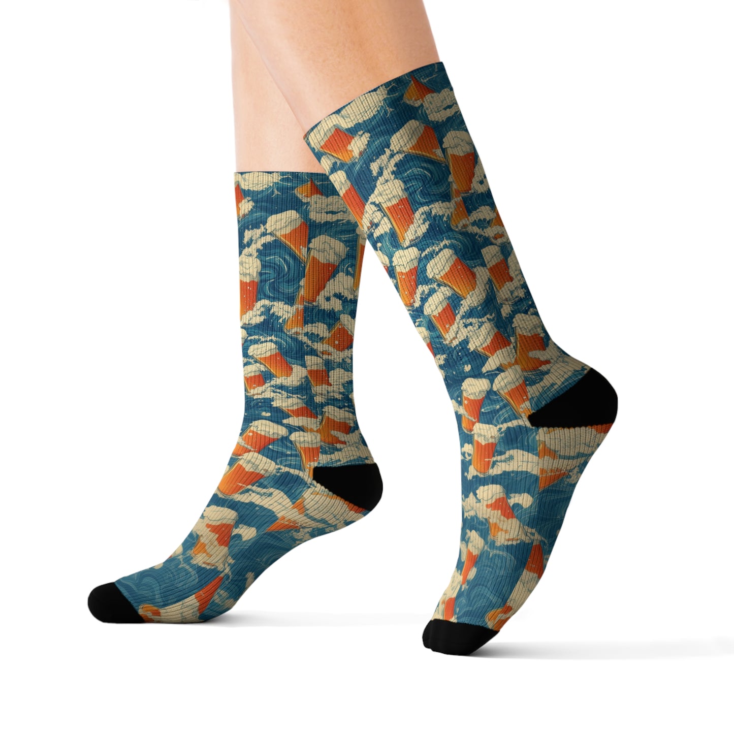 Beer and Waves Sublimation Socks