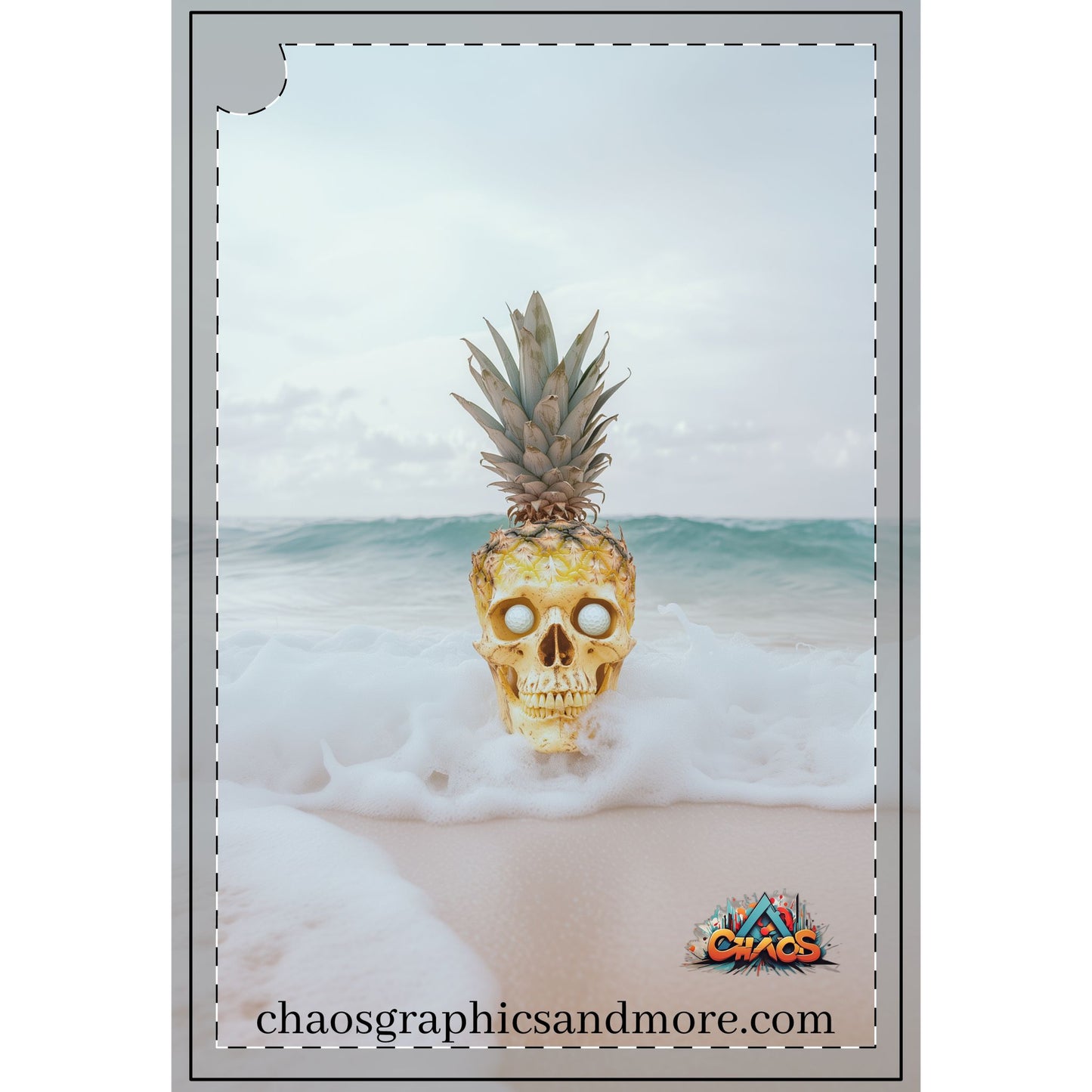 Vintage Golf Towel - Pineapple Skull 2 Design