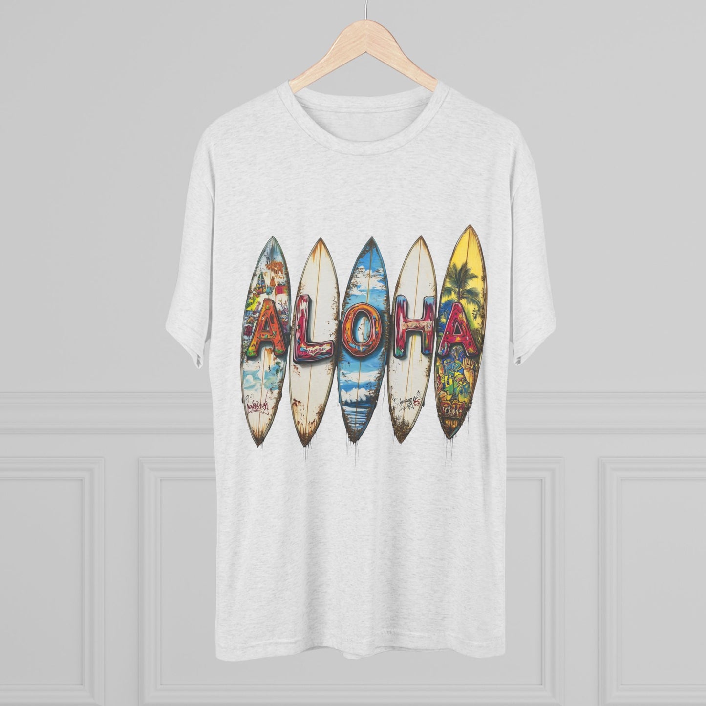 Aloha Surfboard Tee - Unisex Tri-Blend Crew