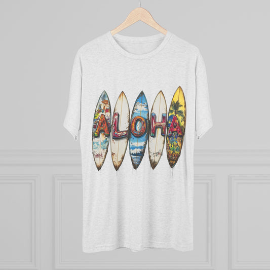 Aloha Surfboard Tee - Unisex Tri-Blend Crew