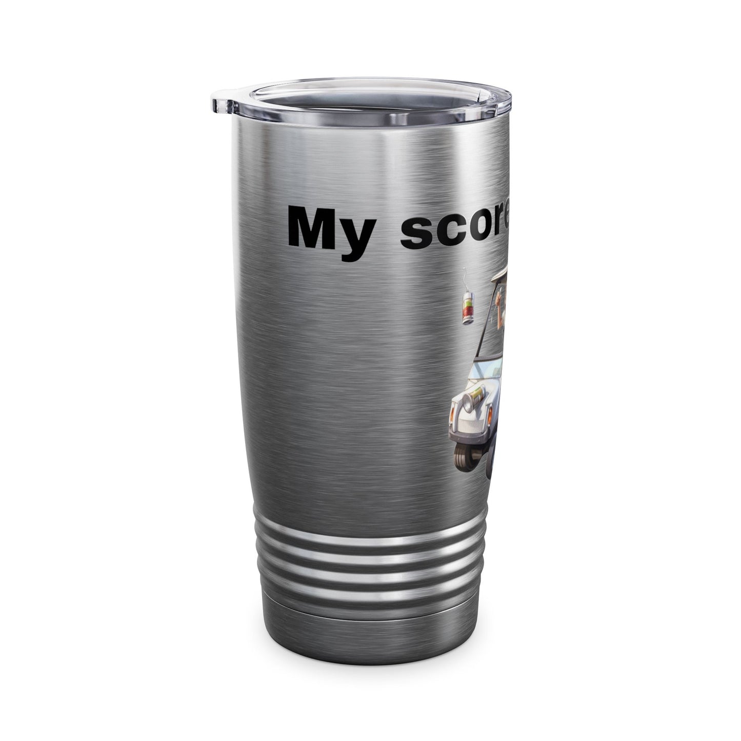 Funny Golf Tumbler - 20oz Ringneck Cup with 'My Score in 0 Words' Design
