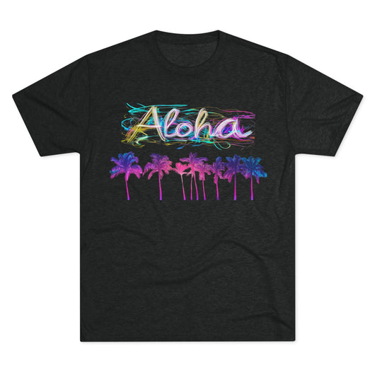 Neon Palm Tree Unisex Tee - 80's Aloha Retro Shirt
