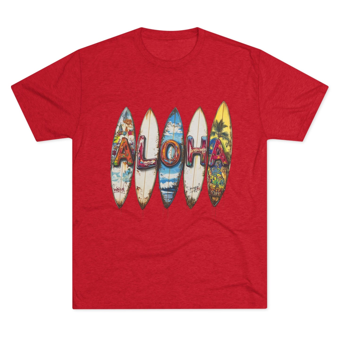 Aloha Surfboard Tee - Unisex Tri-Blend Crew