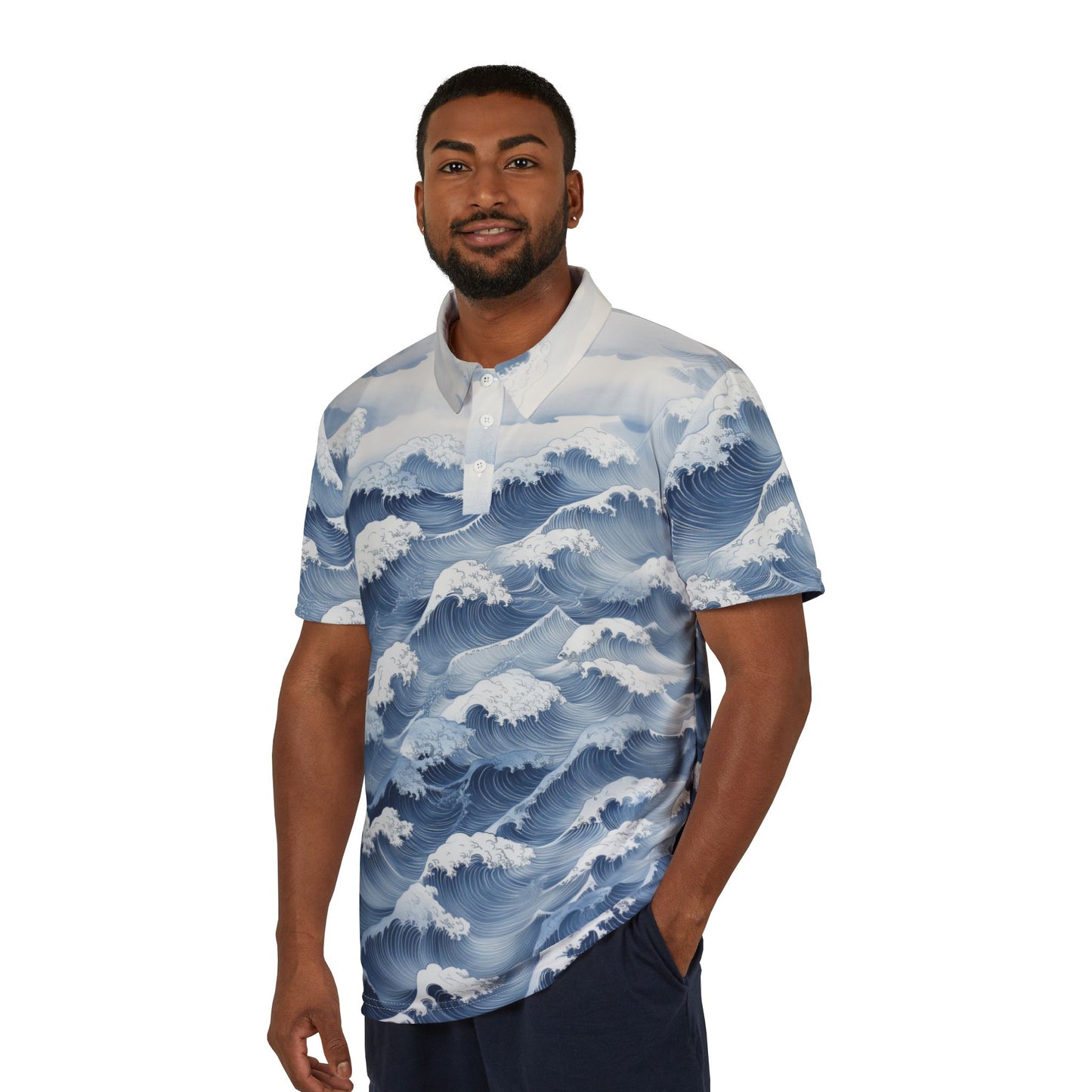 Wave Print Polo Shirt