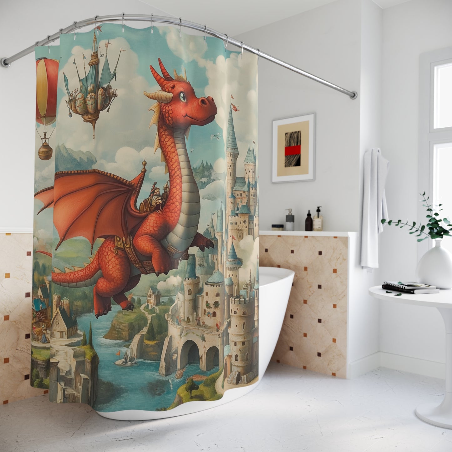 Children's Shower Curtain - Young Prince Magical Kingdom