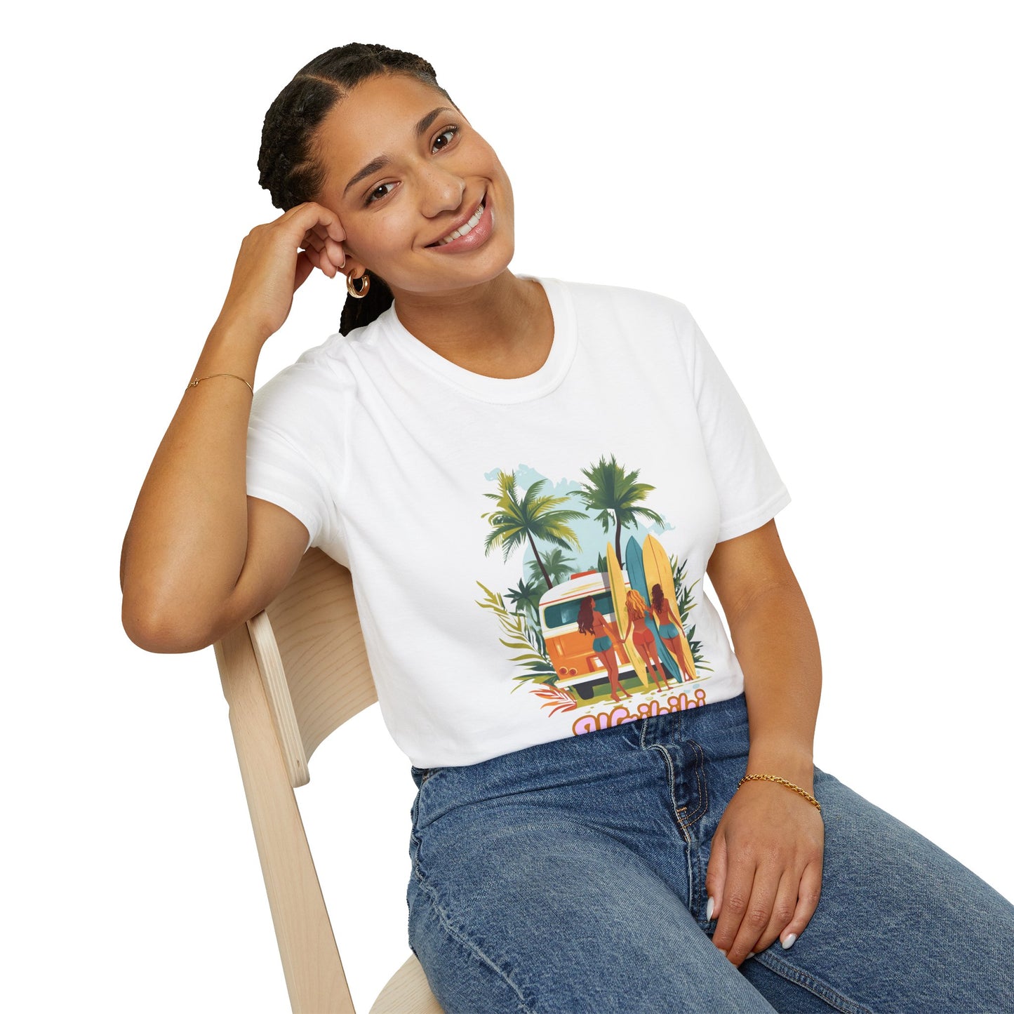 Soft 100% Ring-Spun Cotton - Tropical T-Shirt Collection - Artsy Designs Beach Babes Campervan V1