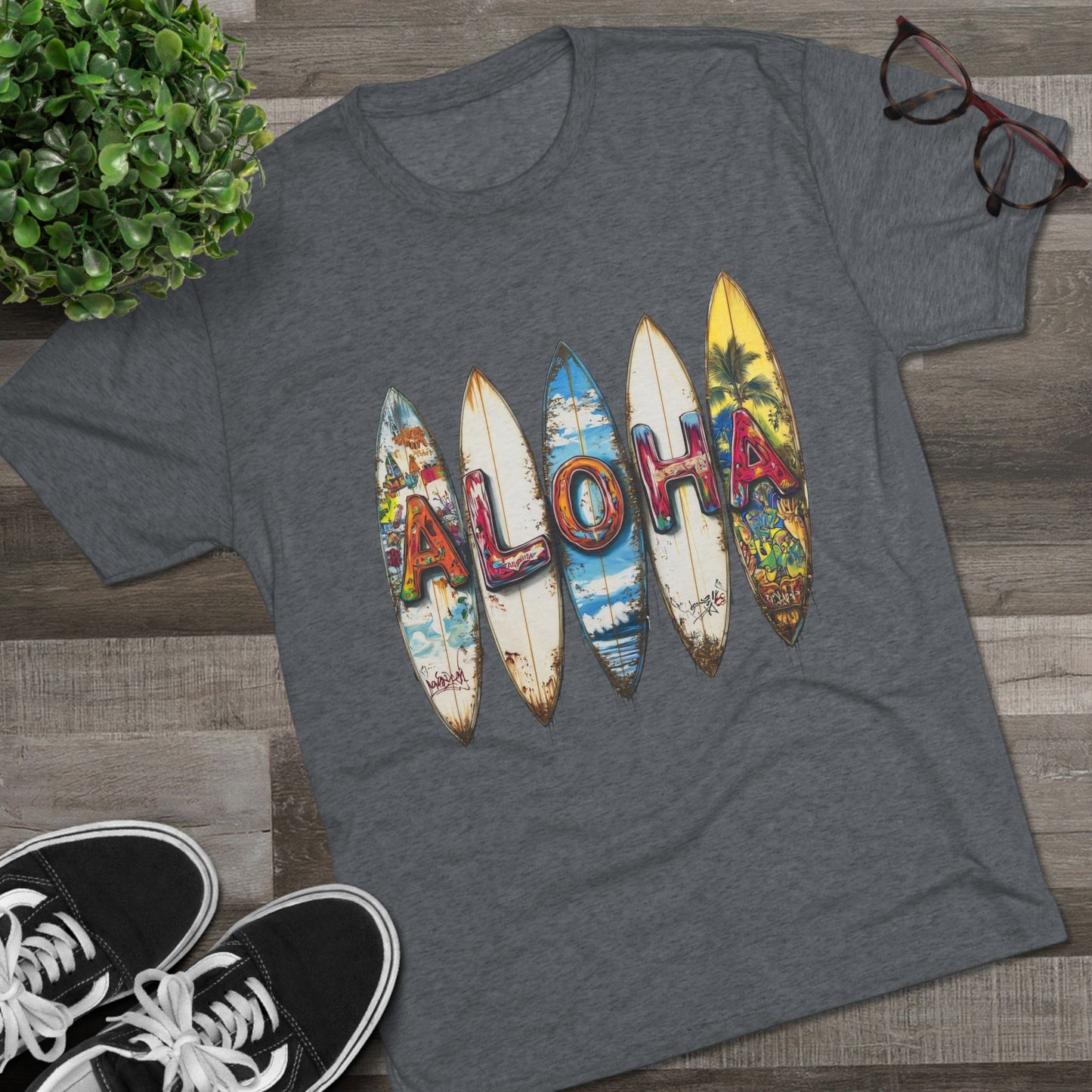 Aloha Surfboard Tee - Unisex Tri-Blend Crew