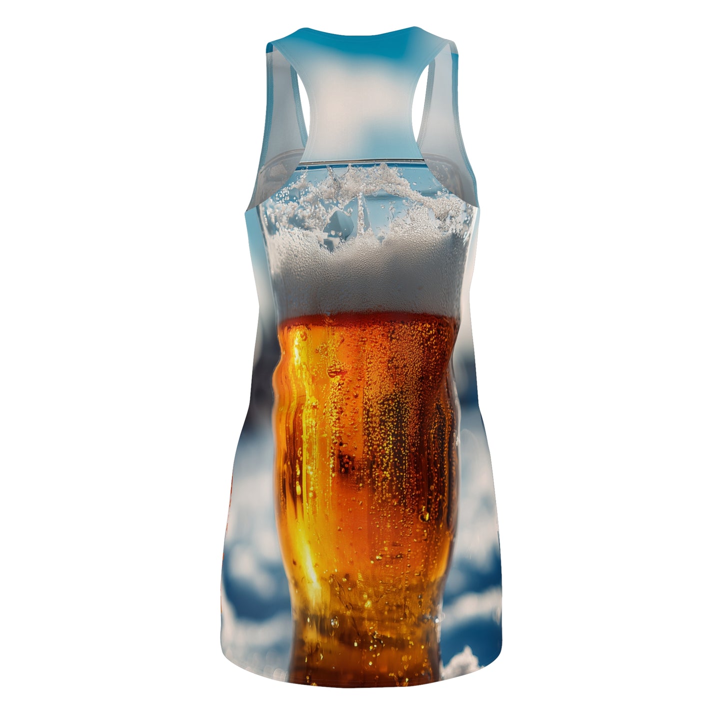 Beer Lover's Racerback Dress v2, Casual Summer Dress, Beer Theme AOP Dress, Eco-Friendly Dress, Outdoor Party Outfit