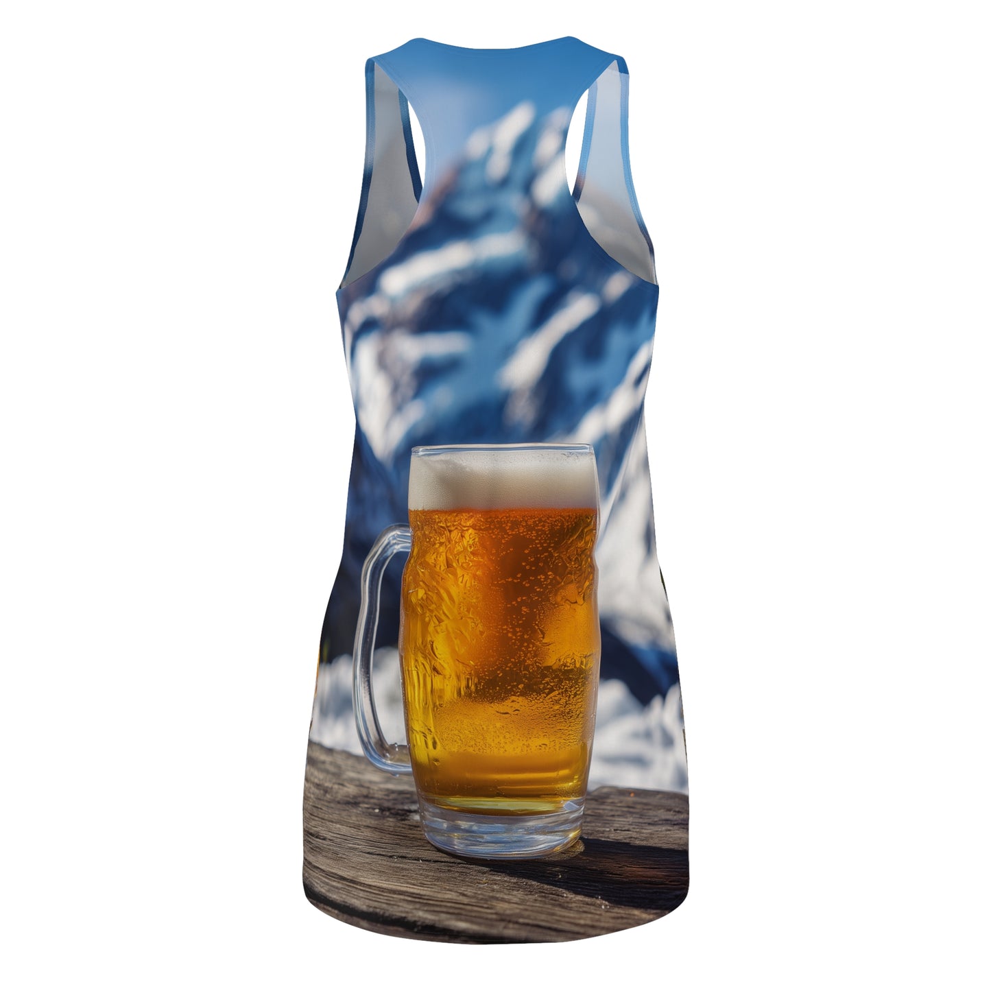 Beer Lover's Racerback Dress, Casual Summer Dress, Beer Theme AOP Dress, Eco-Friendly Dress, Outdoor Party Outfit