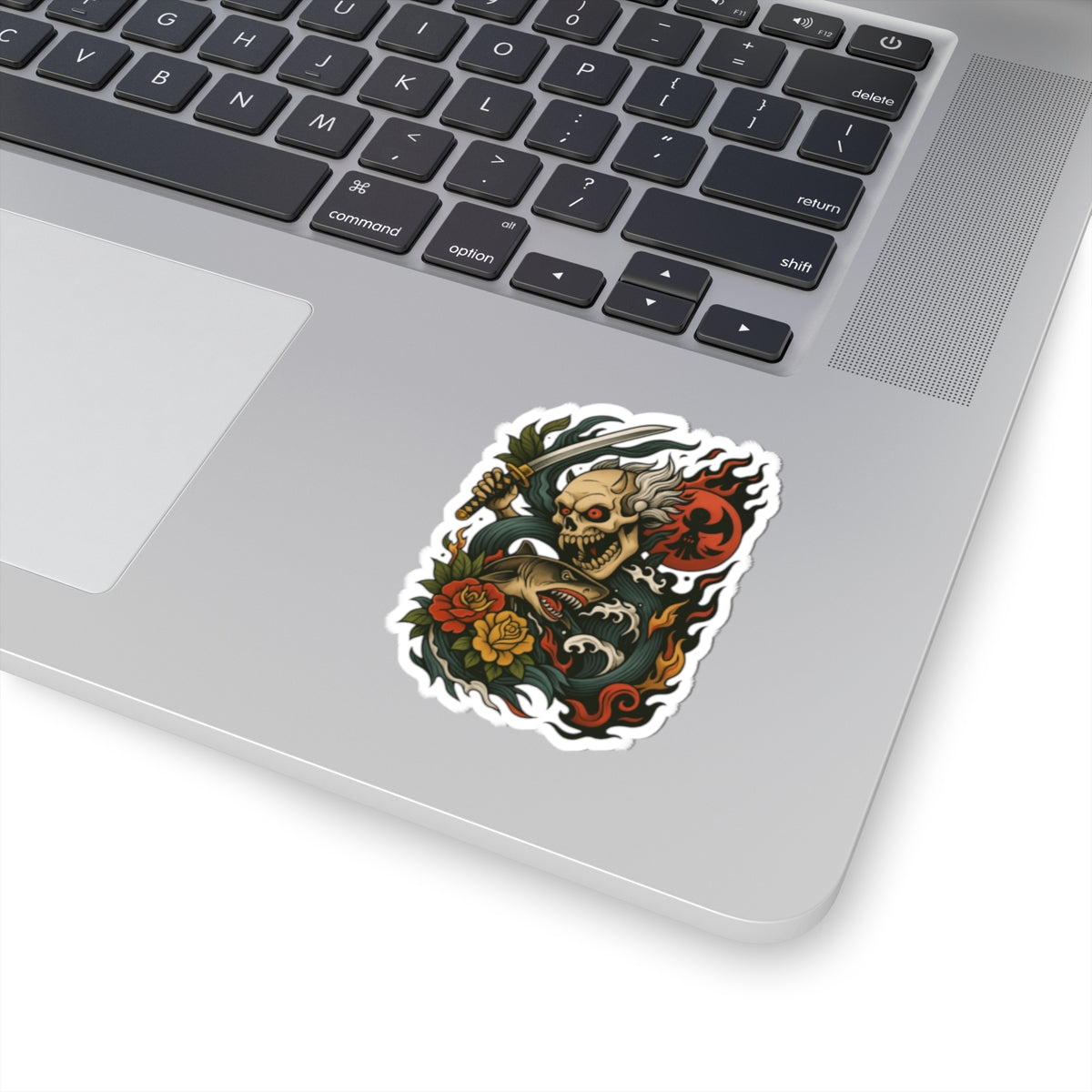 Shark Skull Kiss-Cut Stickers | Summer Vibe, Laptop Decor, USA Pride