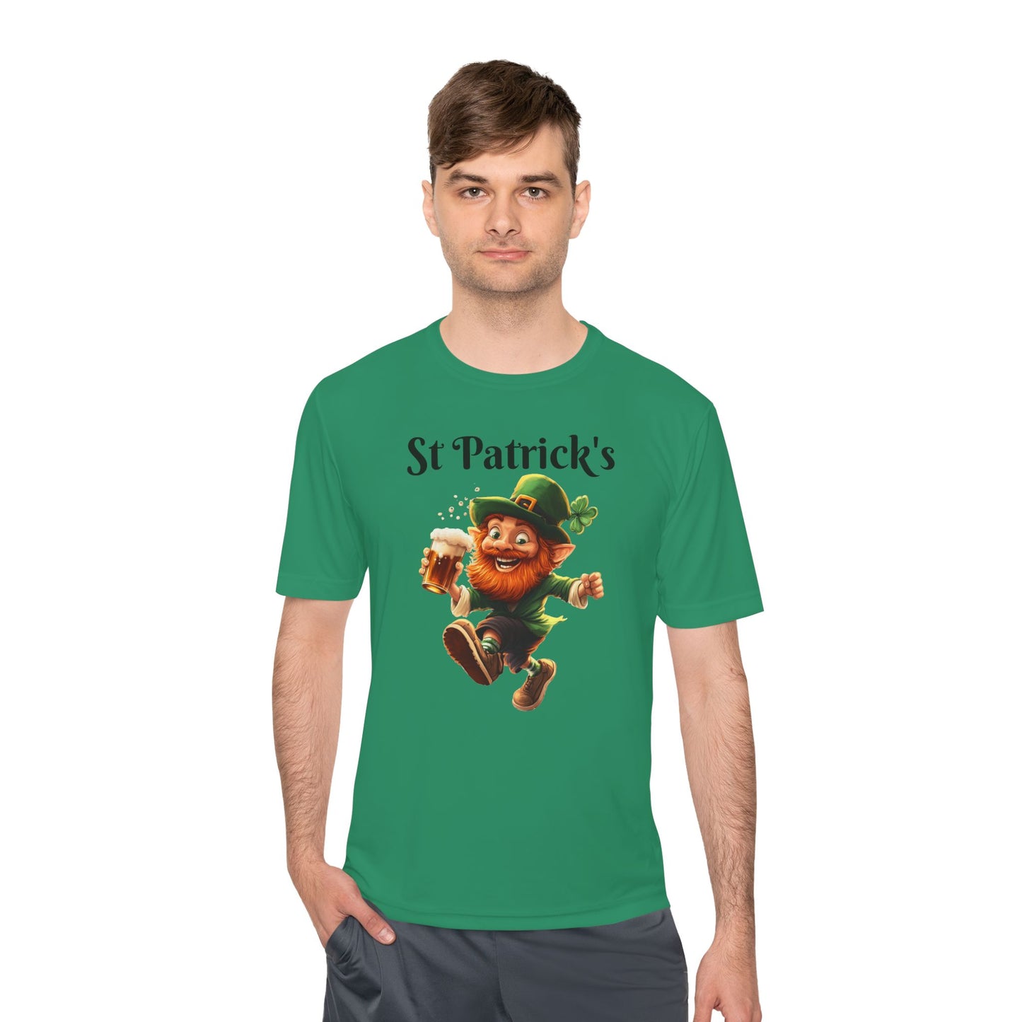 St. Patrick's Day Unisex Moisture Wicking Tee - Fun Leprechaun Design