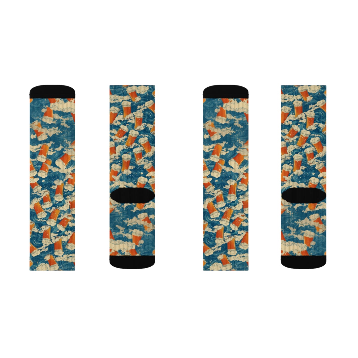 Beer and Waves Sublimation Socks