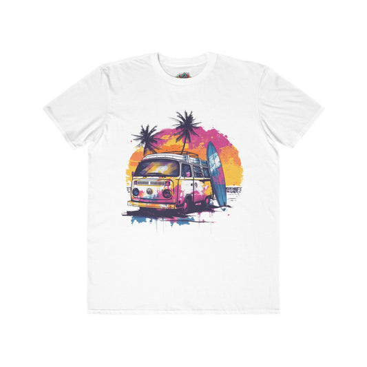 Men's Tee - Camper Van on Beach with Surfboard, Chill Relaxing Vibes