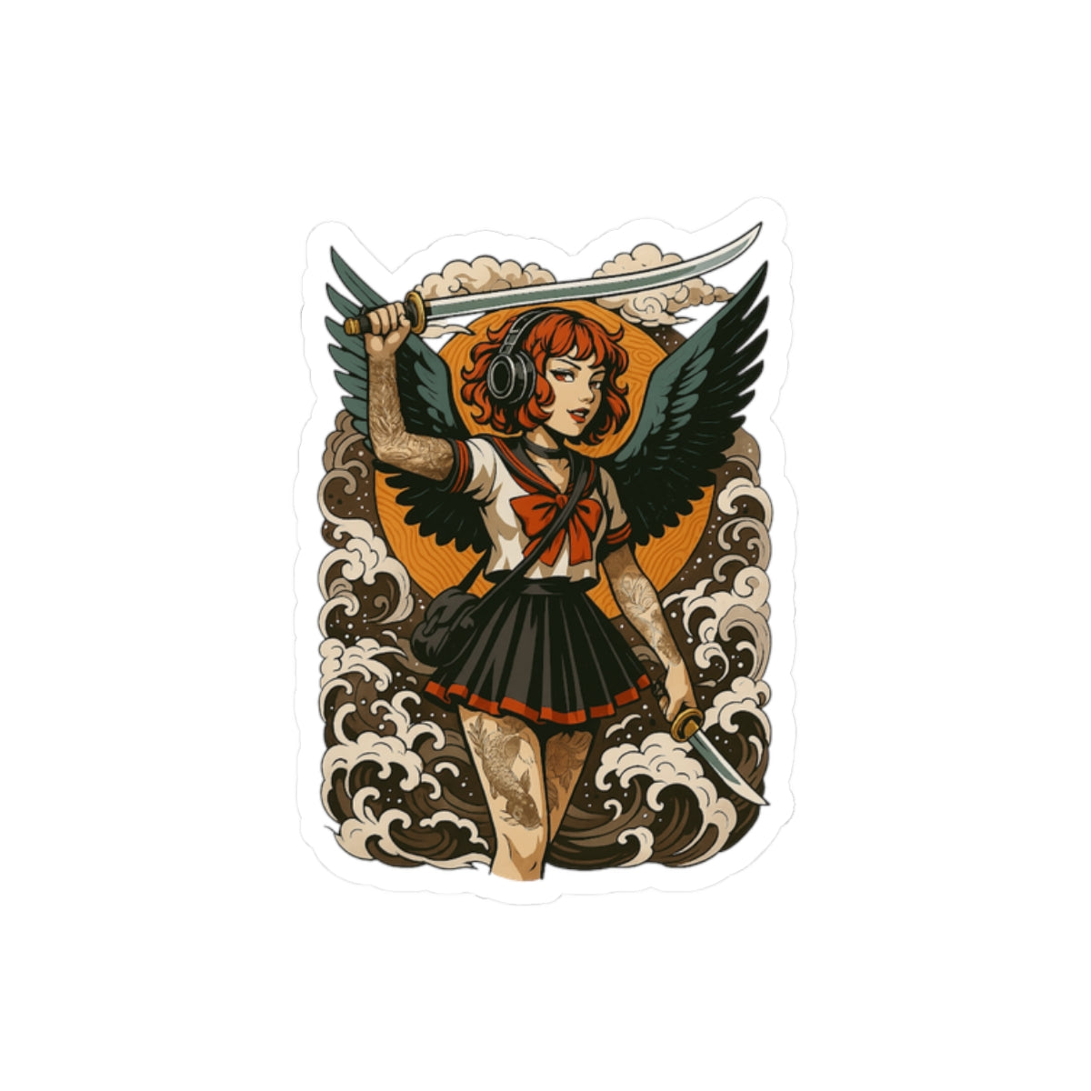 Lady Swords Kiss-Cut Stickers | Summer Vibe, Laptop Decor, USA Pride