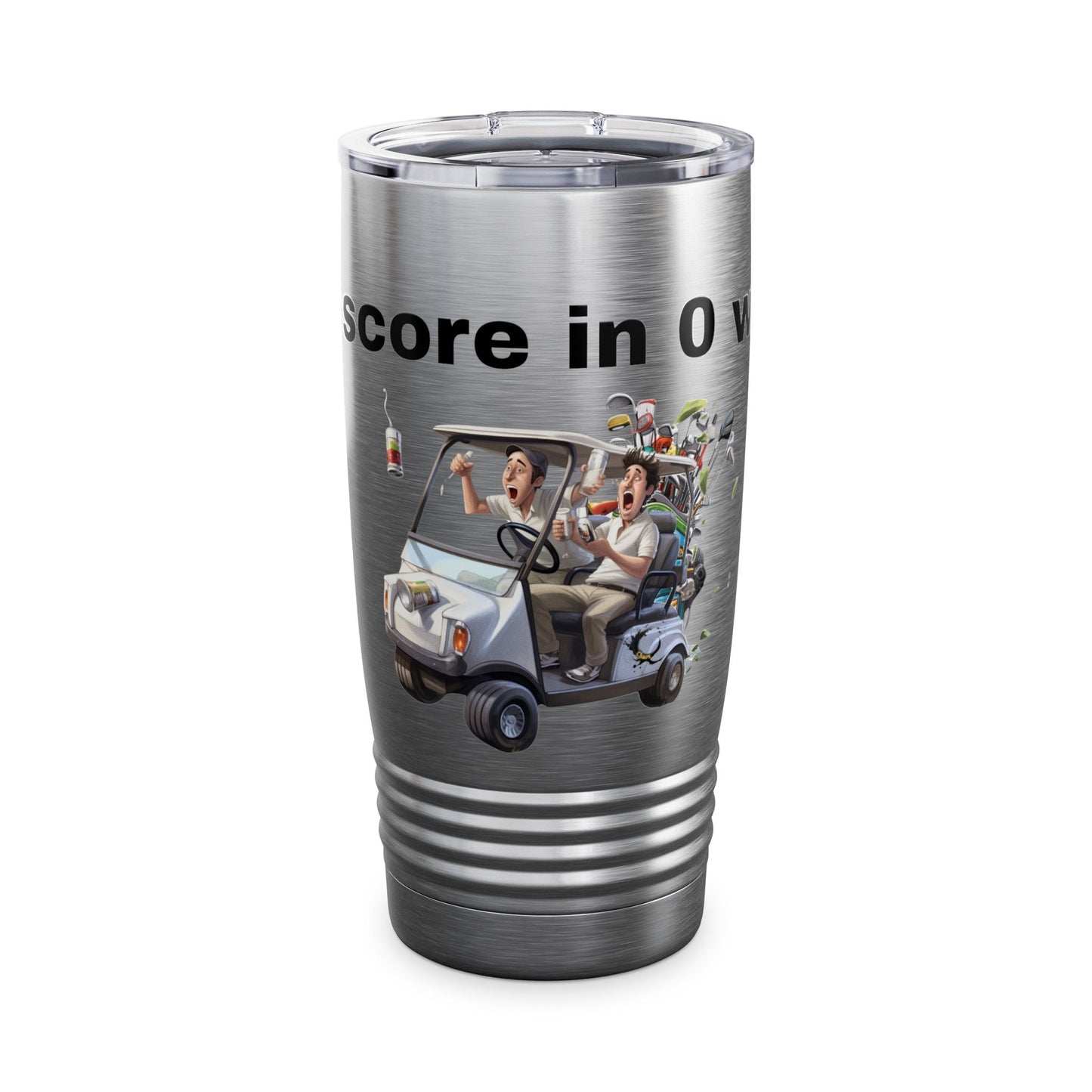 Funny Golf Tumbler - 20oz Ringneck Cup with 'My Score in 0 Words' Design