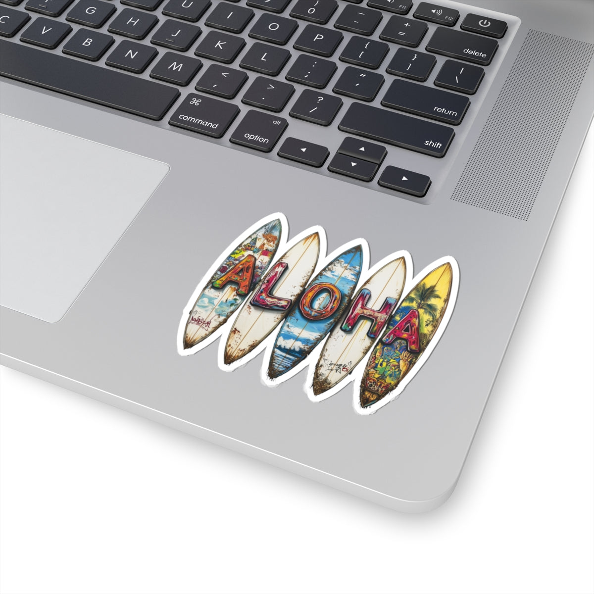 Vibrant Aloha Kiss-Cut Stickers for Laptop, Surf Decor, Beach Lovers, Fun Travel Mementos, Vibrant Gifts